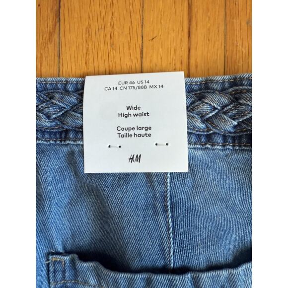H&M Jeans Womens 14 Wide High Waist Wide Leg Braided Waist 20% Recycled 1266758 - Picture 5 of 6